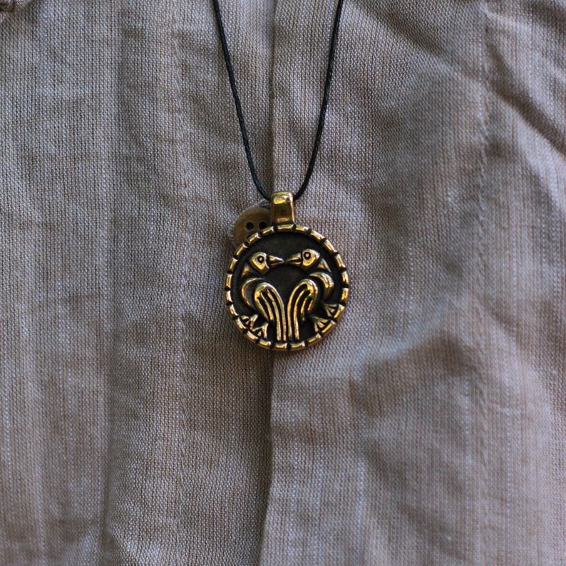 Odin Ravens Pendant, Huginn Muninn, Norse Viking Jewelry image 5