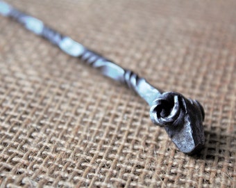 Hand Forged Viking Hair Pin with Ram Head
