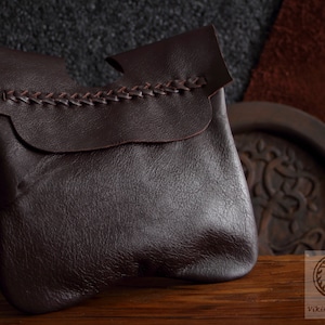 Bolso medieval, bolso LARP, nórdico, vikingo nórdico, Edad Media, cinturón de cuero, bolsa de cuero, bolso SCA, mini bolso de cuero, bolso tipo billetera con cinturón