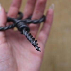 Hand Forged Iron Corkscrew, Medieval Kitchen Accessories image 5