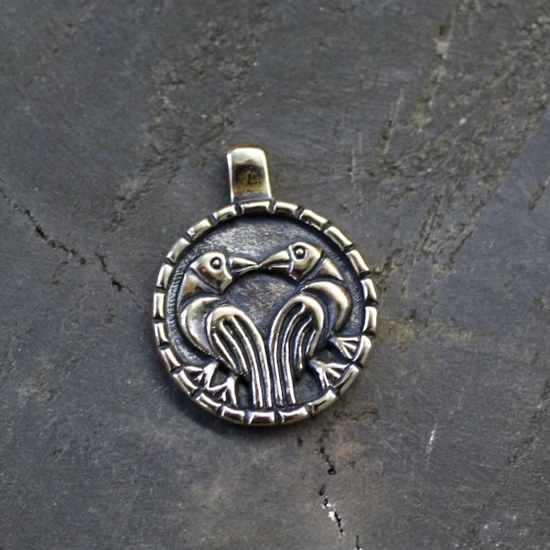 Odin Ravens Pendant, Huginn Muninn, Norse Viking Jewelry image 8
