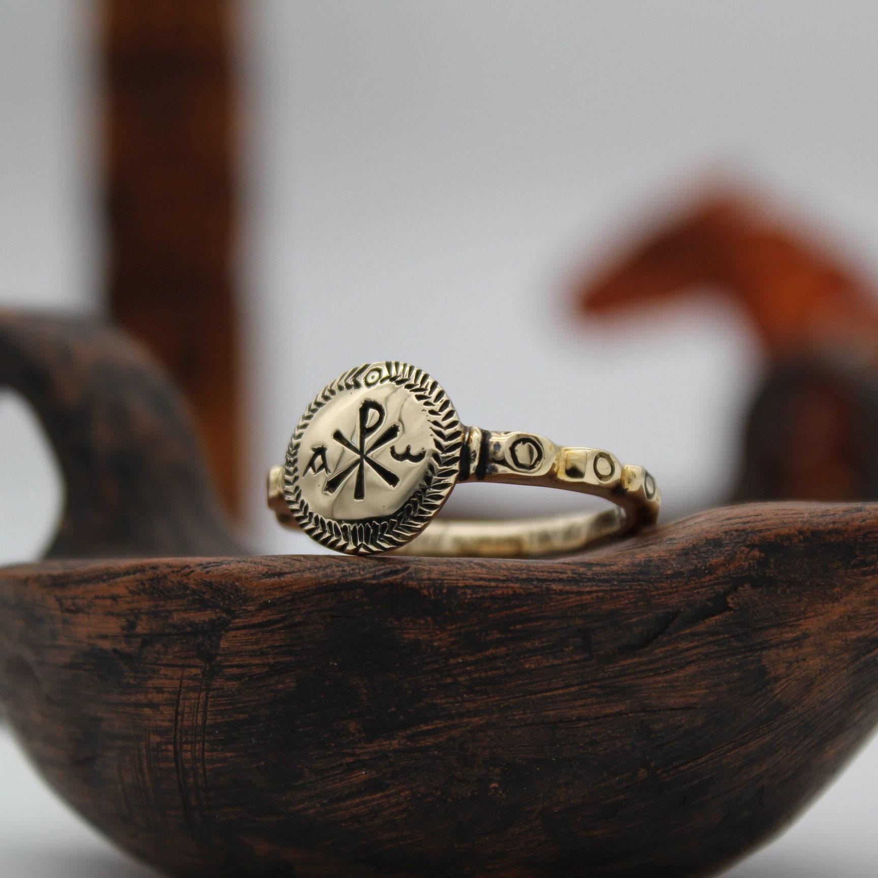 Christogram Reenactment Ring, Alpha and Omega Band - Etsy