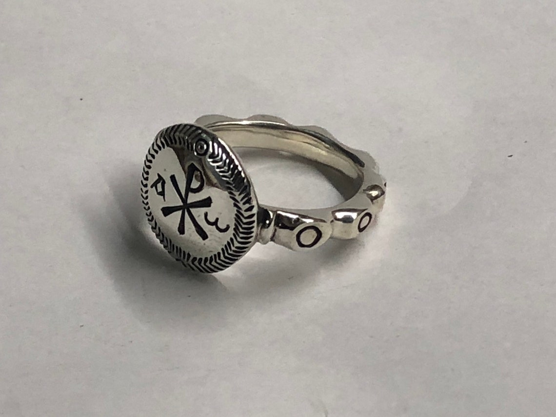 Christian Ring Chi Rho Symbol Christ Ring Alpha and Omega - Etsy