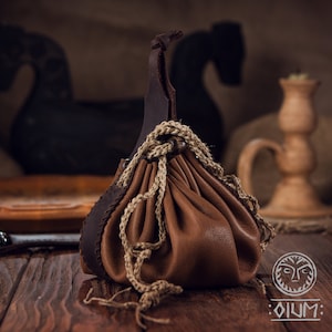Monedero medieval, Monedero medieval, Bolsa de cuero, Rústico, Monedero de mano, Monedero, Monedero, Accesorios medievales, LARP, Recreación, SCA