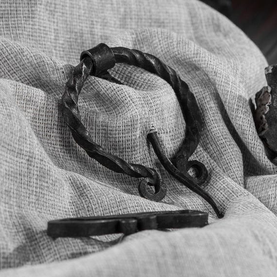 Handmade Iron Penannular Brooch, Viking Cloak Clasp, Medieval Costume Accessory