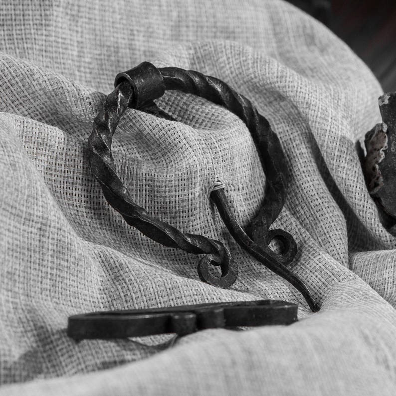 Handmade Iron Penannular Brooch, Viking Cloak Clasp, Medieval Costume Accessory image 1