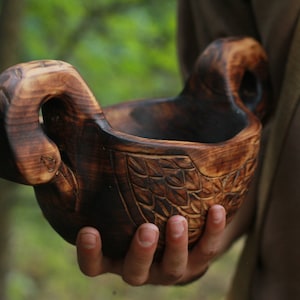 Geschnitzte Schale,Holzschale,Holzgefäß,Geschirr,Geschirr,Geschirr,Geschirr,Geschirr,Geschirr, Larp, Reenactment, Asatru, Enten,