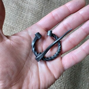 Handmade Iron Penannular Brooch, Viking Cloak Clasp, Medieval Costume Accessory image 7