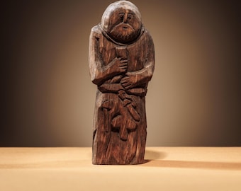 Handmade Scythian Warrior Idol, Wooden Deity Statue
