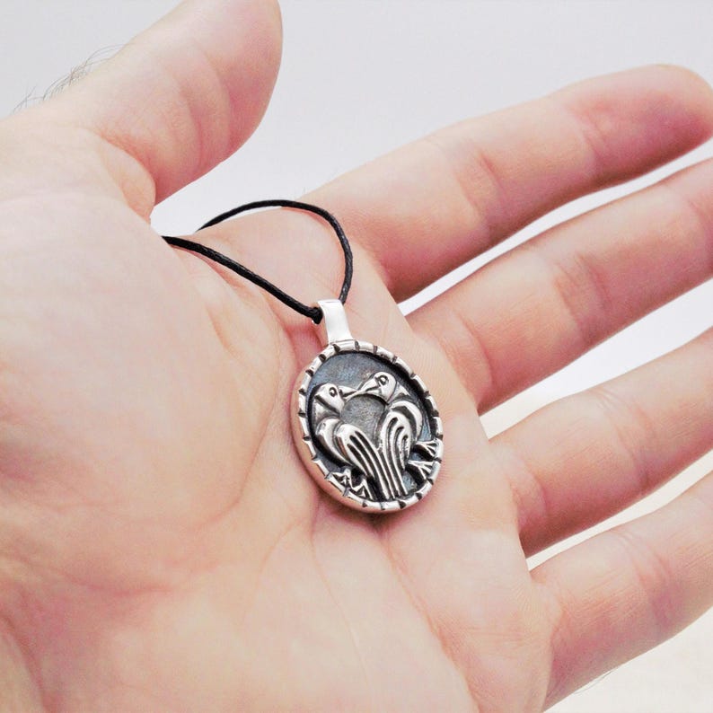 Odin Ravens Pendant, Huginn Muninn, Norse Viking Jewelry image 9