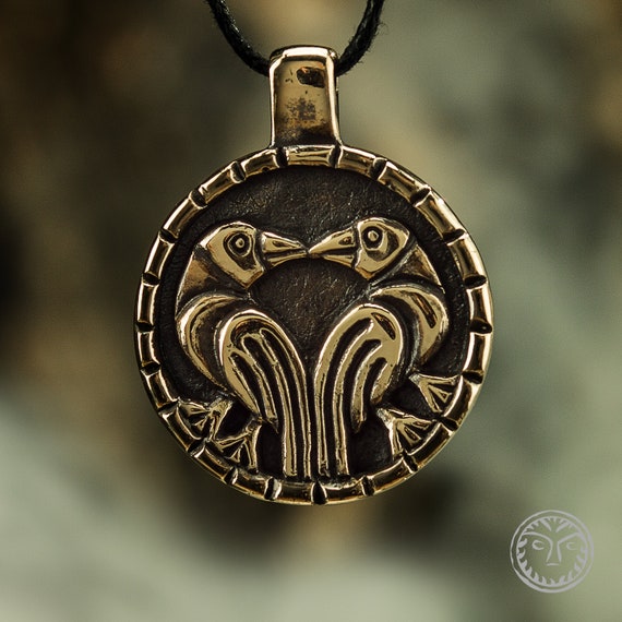 Odin Ravens, Wotan, Huginn, Muninn, Viking Pendant, Asatru, Pagan Jewelry, LARP, SCA, Reenactment, Nordic, Norse Pendant, Necklace, Solid