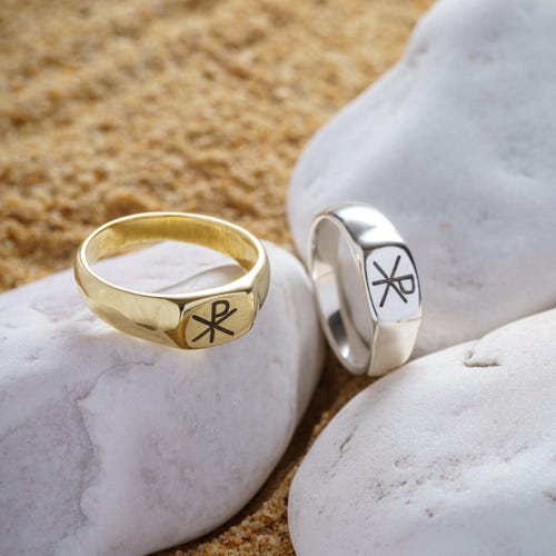 Christian Ring With the Chi Rho Symbol, Christogram Ring - Etsy