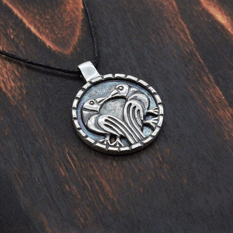 Odin Ravens Pendant, Huginn Muninn, Norse Viking Jewelry image 7