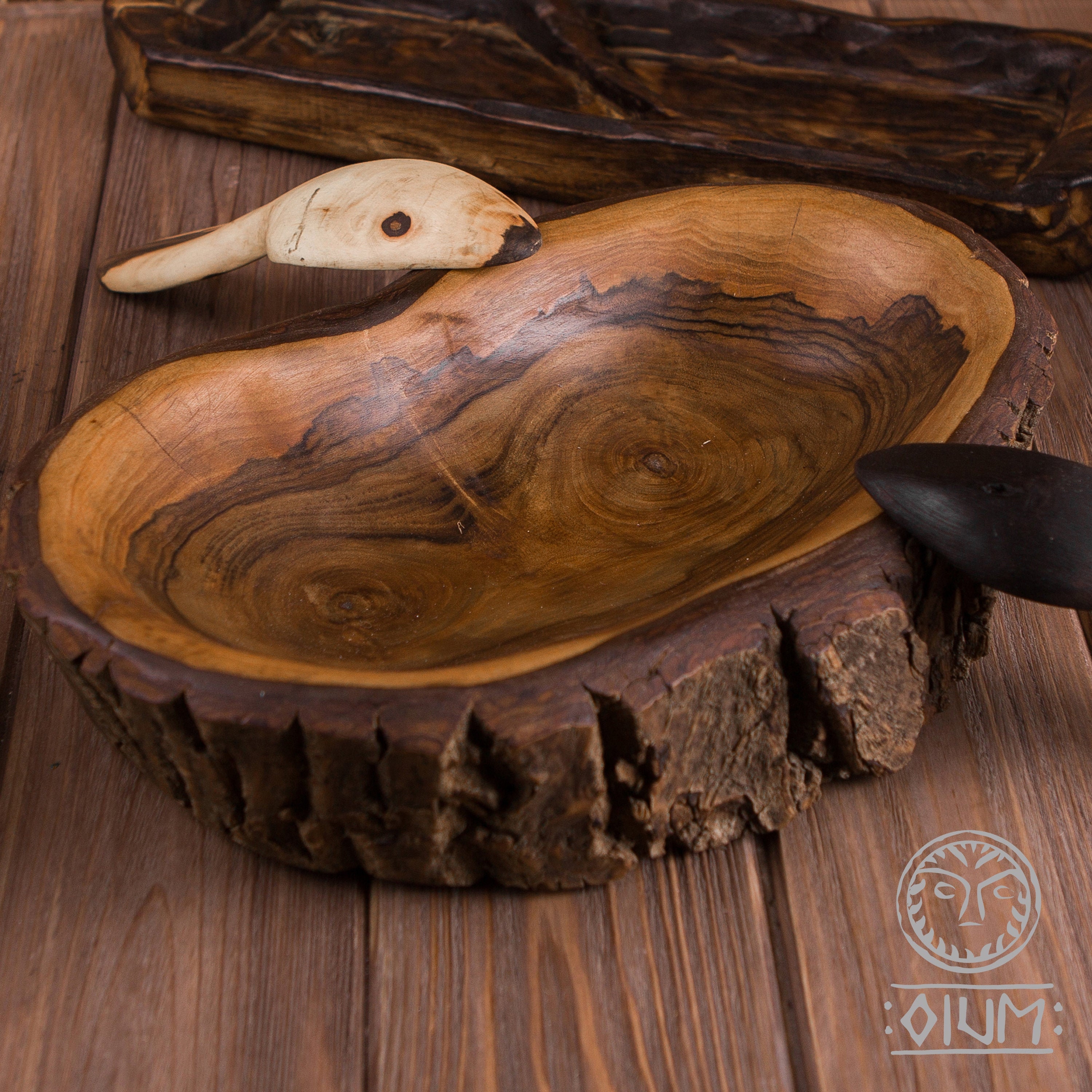 Carved Wood Plate, Rustic Wooden Bowl, Viking Norse Dish - Etsy