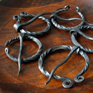 Handmade Iron Penannular Brooch, Viking Cloak Clasp, Medieval Costume Accessory image 3
