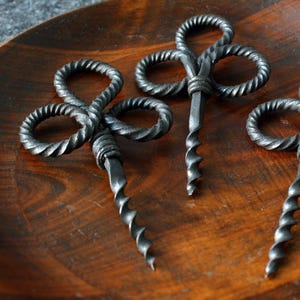 Hand Forged Iron Corkscrew, Medieval Kitchen Accessories image 2