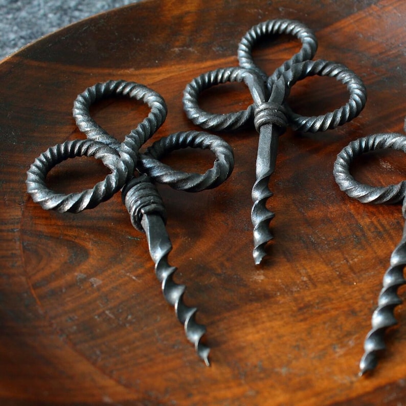 Hand Forged Iron Corkscrew, Medieval Kitchen Accessories image 2