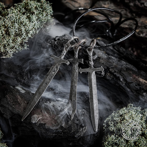 Hand Forged Sword Pendant, Medieval Sword Amulet