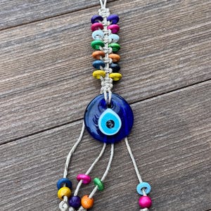 Handmade Turkish Evil Eye Wall Hanging | Boho Macramé Nazar Amulet Decor