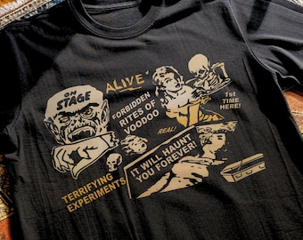 Pulp Horror Poster T-Shirt: Vintage Comic Book Style