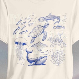 Retro Sea Animals Tee, Vintage 90s Tattoo Ocean Animals Shirt, Marine Life Tee, Dolphin shirt, Whale shirt, Orca shirt