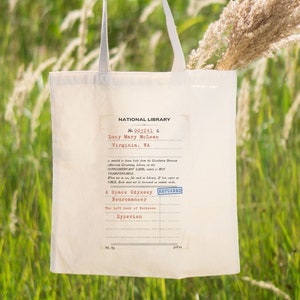 Custom Library Card Tote, Bookish Tote Personalized, Library Due Date, Reading Book Bag