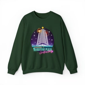 Die Hard 1988 Xmas Crewneck Sweater, Nakatomi Plaza Sweater, Funny Christmas Sweater, Bruce Willis Christmas, Die Hard 80s Sweatshirt Forest Green