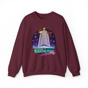 Die Hard 1988 Xmas Crewneck Sweater, Nakatomi Plaza Sweater, Funny Christmas Sweater, Bruce Willis Christmas, Die Hard 80s Sweatshirt Maroon