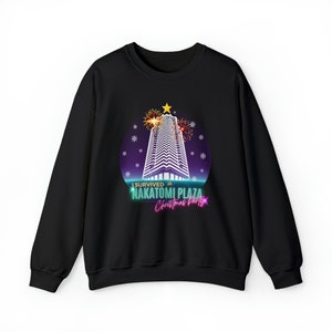 Die Hard 1988 Xmas Crewneck Sweater, Nakatomi Plaza Sweater, Funny Christmas Sweater, Bruce Willis Christmas, Die Hard 80s Sweatshirt Black