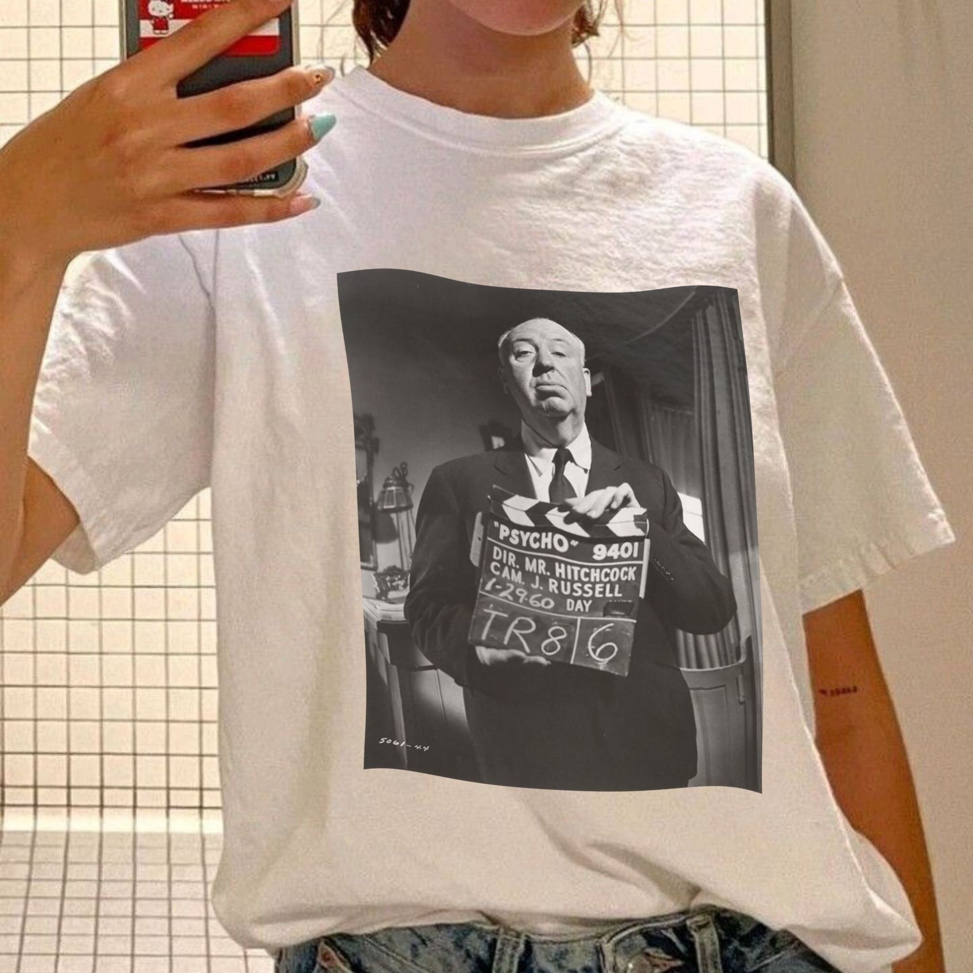 アルフレッド・ヒッチコックTシャツ：サイコ映画、クラシックホラーT 