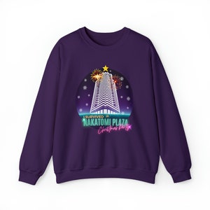 Die Hard 1988 Xmas Crewneck Sweater, Nakatomi Plaza Sweater, Funny Christmas Sweater, Bruce Willis Christmas, Die Hard 80s Sweatshirt Purple