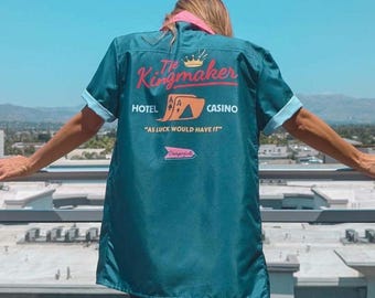 Retro Kingmaker Casino Bowling Shirt: 1950s Style Button-Down