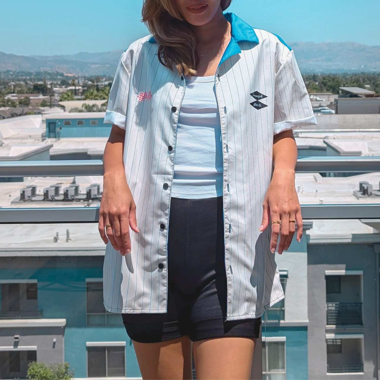 Retro Striped Bowling Shirt - Vintage Mechanic Style