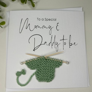Mom - Dad to be | Card for New Mommy & Daddy| Mommy to be Card | New Baby Card | Baby Shower Handmade | Knitted Jumper | Congratulations |