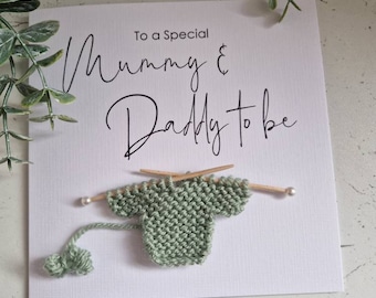 New Mum - Dad to be | Card for New Mummy & Daddy| Mummy to be Card | New Baby Card | Baby Shower Handmade | Knitted Jumper | Congratulations