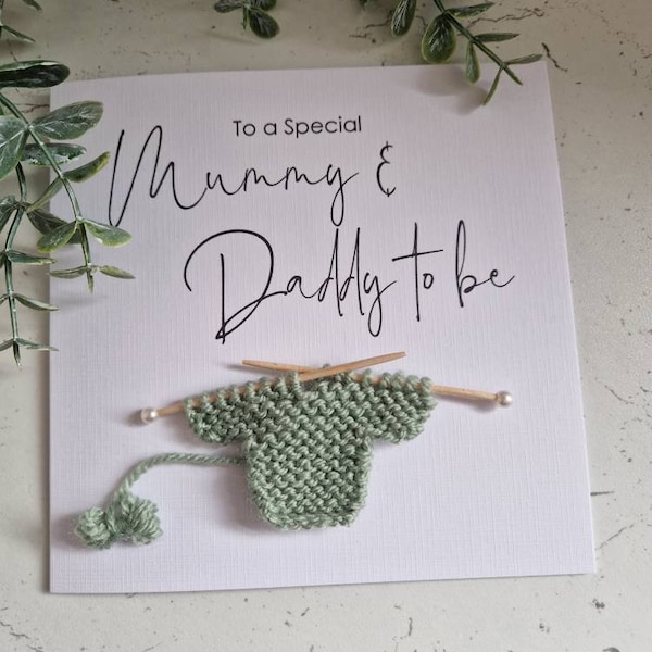 New Mum - Dad to be | Card for New Mummy & Daddy| Mummy to be Card | New Baby Card | Baby Shower Handmade | Knitted Jumper | Congratulations