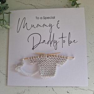 New Mum Dad to be Card for New Mummy & Daddy Mummy to be Card New Baby Card Baby Shower Handmade Knitted Jumper Congratulations image 8
