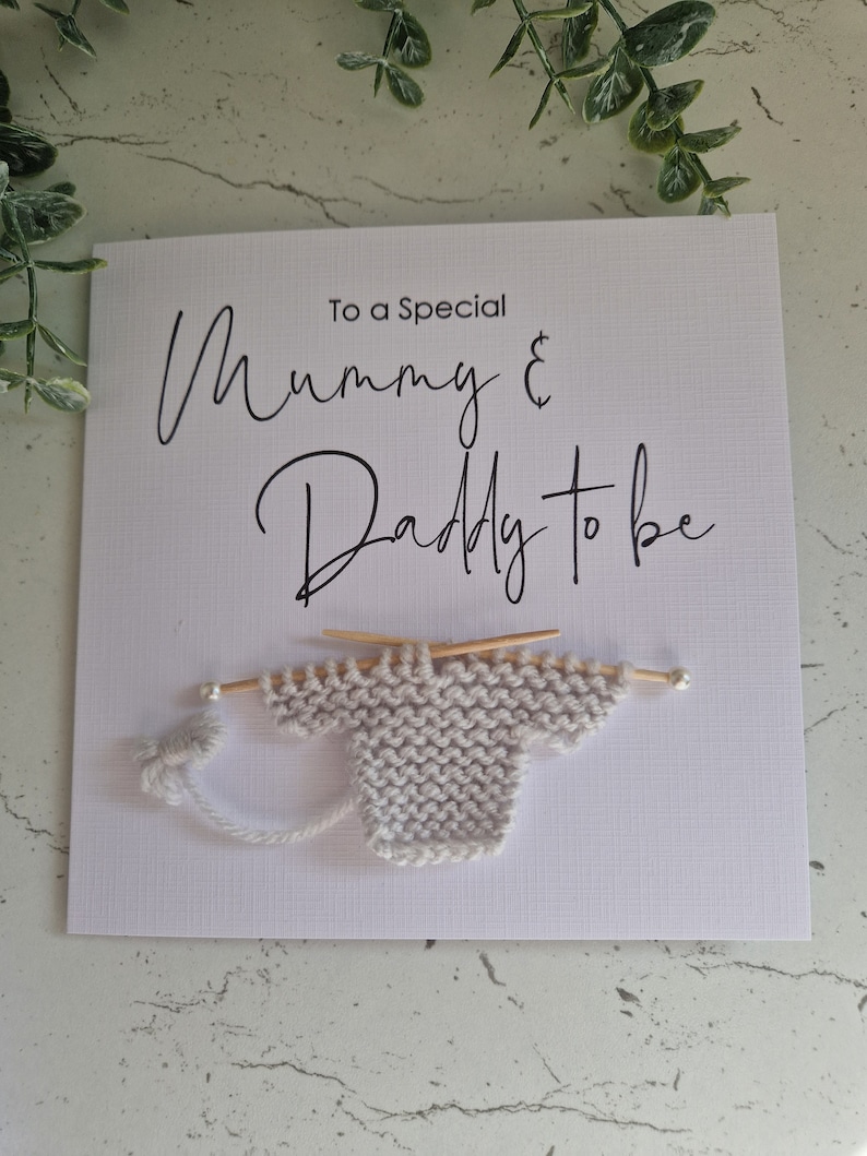 New Mum Dad to be Card for New Mummy & Daddy Mummy to be Card New Baby Card Baby Shower Handmade Knitted Jumper Congratulations image 8