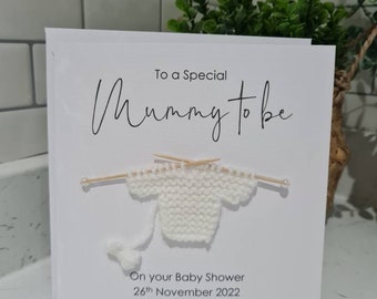 New Mum to be Card Personalised | Card for New Mummy | Mummy to be Card | New Baby Card | Baby Shower Card Handmade Card | Knitted Jumper
