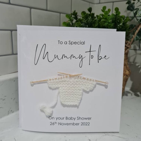 New Mum to be Card Personalised | Card for New Mummy | Mummy to be Card | New Baby Card | Baby Shower Card Handmade Card | Knitted Jumper