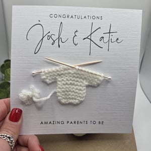 Personalised Parents to be Card for New Mummy & Daddy Mummy to be Card New Baby Card Baby Shower Gift Handmade Knitted Jumper Congratulation