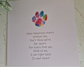 Pet Loss Card | Sympathy Poem | Pet Bereavement Card | Dog Cat Loss | Sorry for your Loss | Handmade | Here in your Heart | Made with Love
