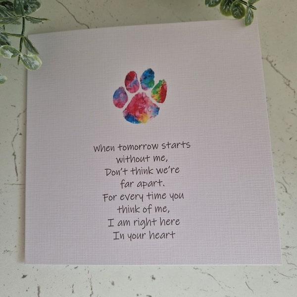 Pet Loss Card | Sympathy Poem | Pet Bereavement Card | Dog Cat Loss | Sorry for your Loss | Handmade | Here in your Heart | Made with Love