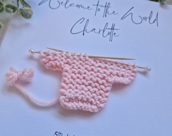 Personalised New Baby Card | New Baby | New Baby Card | Handmade Card | Knitted Jumper | Birth Announcement | Welcome to the World