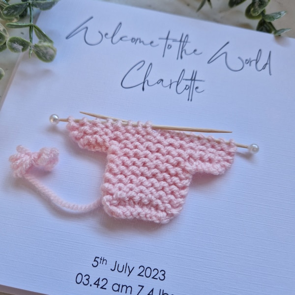 Personalised New Baby Card | New Baby | New Baby Card | Handmade Card | Knitted Jumper | Birth Announcement | Welcome to the World