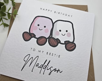 Personalised Marshmallow Birthday Card Personalised Birthday Card Custom Name Son Grandson Daughter Niece Granddaughter Bestie
