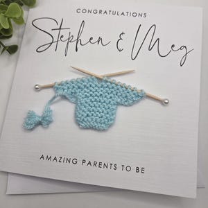 Personalised Parents to be Card for New Mummy & Daddy Mummy to be Card New Baby Card Baby Shower Gift Handmade Knitted Jumper Congratulation image 14