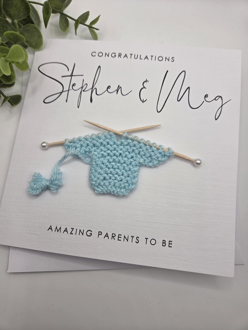 Personalised Parents to be Card for New Mummy & Daddy Mummy to be Card New Baby Card Baby Shower Gift Handmade Knitted Jumper Congratulation image 14