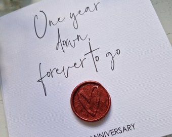 Anniversary Card Another Year Down, Forever to Go, Husband, Wife, Personalised Anniversary Card, Wedding Card, Romance, Love, Heart Wax Seal