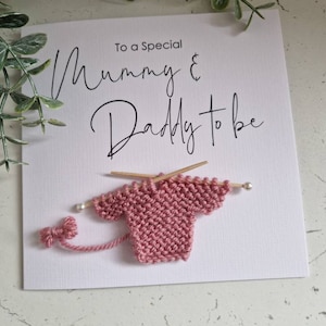 New Mum Dad to be Card for New Mummy & Daddy Mummy to be Card New Baby Card Baby Shower Handmade Knitted Jumper Congratulations image 2